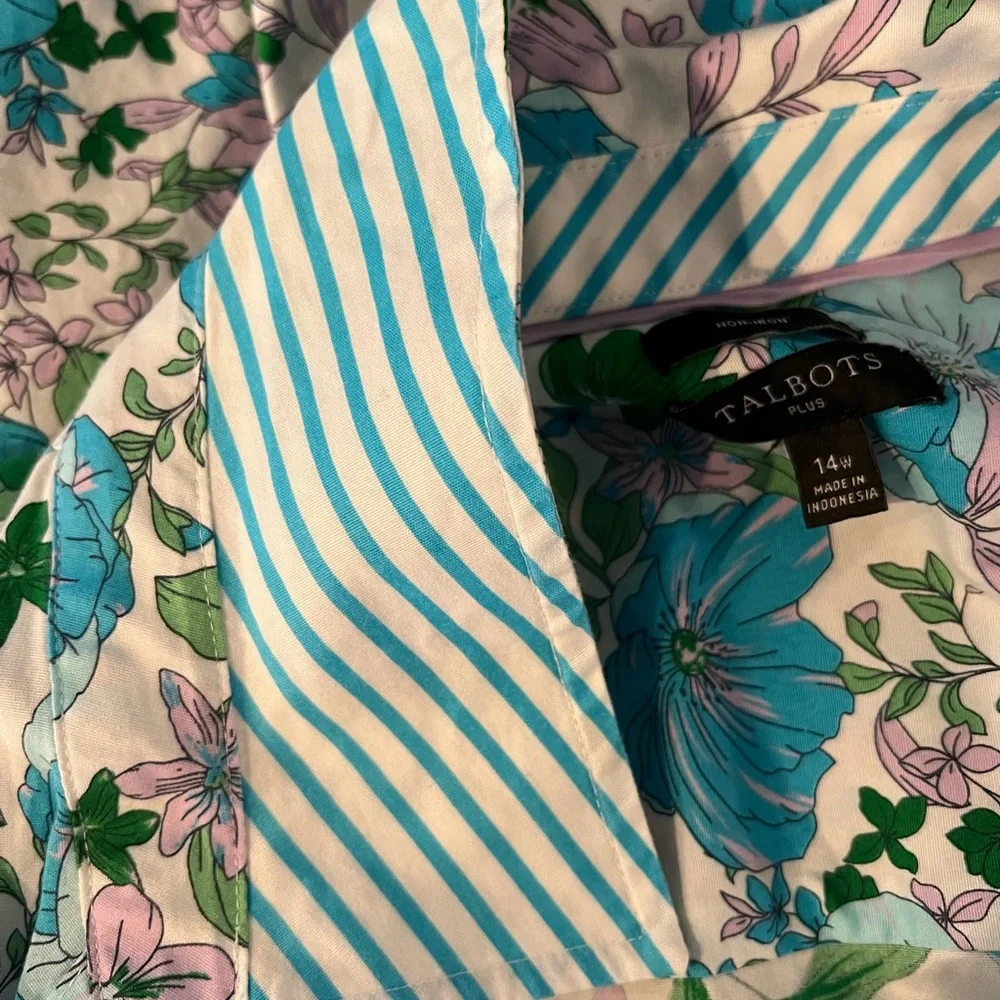 Talbots Floral Blouse - Blue and Green - Picture 4 of 5